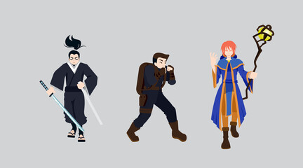 Fantasy Cartoon Characters design, Flat style, vector illustration