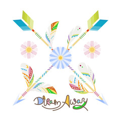 Obraz premium Arrow and feathers. Native American Indian talisman, tattoo art, coloring book for adults