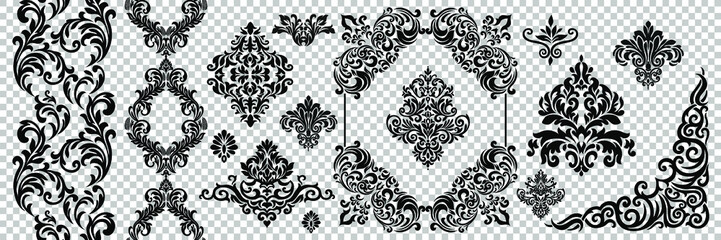 Vector illustration VINTAGE. ornamental floral elements for tattoo, design, cards and prints. Abstract floral vector illustration.