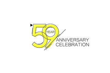 59 year Anniversary comical look, simple line art, Sleek and Clean Design - Vector