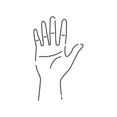 Five fingers gesture line black icon. Make fingers up gesture sketch element. Pictogram for web page, mobile app, promo. Editable stroke. Hand drawn illustration.