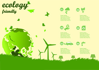 Environmentally friendly the world. Vector illustration of ecology