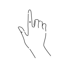 Hand gesture touch line black icon. Make the index finger up gesture sketch element. Pictogram for web page, mobile app, promo. Editable stroke. Hand drawn illustration