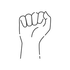 Human fist black line icon. Hand showing power symbol. Pictogram for web page, mobile app, promo. UI UX GUI design element. Editable stroke