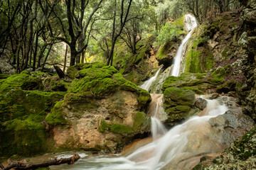 Salt des Freu waterfall, Torrent de Coanegra, Orient, Bunyola, Mallorca, Balearic Islands, Spain