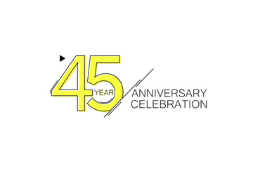 45  year Anniversary comical look, simple line art, Sleek and Clean Design - Vector