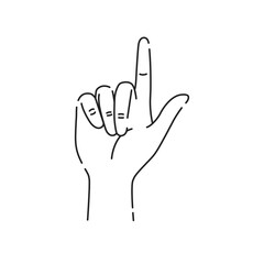 Hand showing one count black line icon. Make the index finger up gesture. Pictogram for web page, mobile app, promo. UI UX GUI design element. Editable stroke