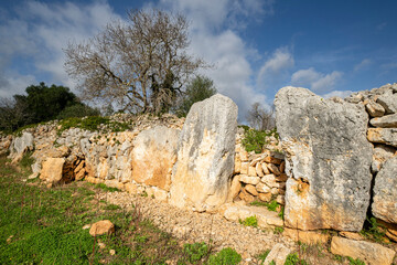 muralla prehistorica, poblado talayótico Ses talaies de ca n Jordi, Mallorca, Balearic Islands,...