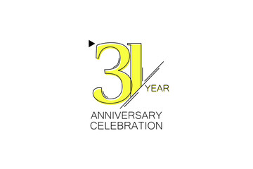 31 year Anniversary comical look, simple line art, Sleek and Clean Design - Vector