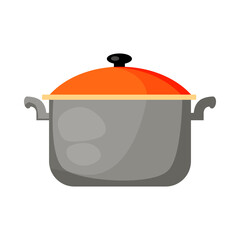 Steel saucepan illustration. Pot, cooking, boiling. Kitchenware concept. illustration can be used for topics like kitchen, cooking