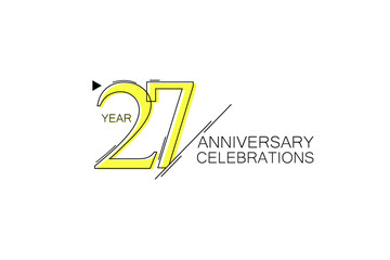 27 year Anniversary comical look, simple line art, Sleek and Clean Design - Vector