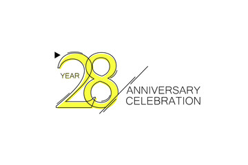 28 year Anniversary comical look, simple line art, Sleek and Clean Design - Vector