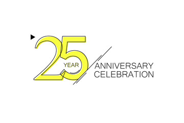 25 year Anniversary comical look, simple line art, Sleek and Clean Design - Vector