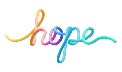 Colorful stylized rainbow lettering inscription 'hope' vector illustration isolated on white background