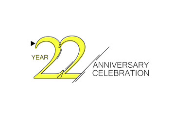 22 year Anniversary comical look, simple line art, Sleek and Clean Design - Vector