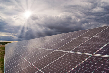 Solar station to generate electricity. Renewable energy
