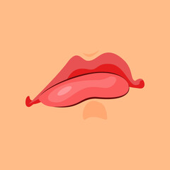 Pursed lips illustration. Contempt, arrogance, uncertainty. Facial expressions concept. illustration can be used for topics like emotions, body language, psychology