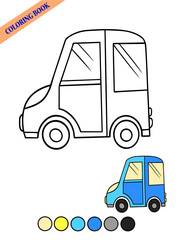 coloring book car transport isolate on white background for kids page color swatch illustration outline vector sketch doodle