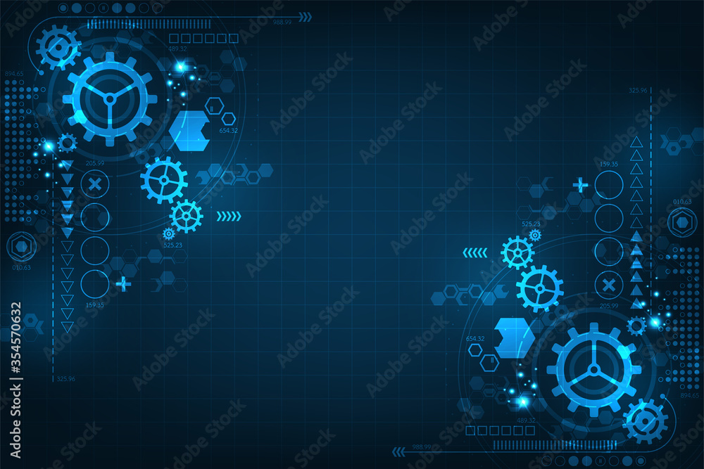 Poster technology background for gears in mechanical concepts.