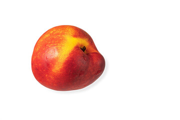One ripe juicy nectarine isolated on a white background. Healthy eating