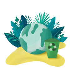 Environmental protection, ecology concept in modern geometric style. Hand illustration. Earth day.