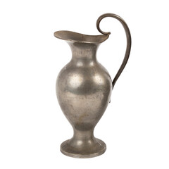 Vintage carved iron jug on a white background