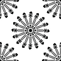 set of black and white flowers isolated on white background is in Seamless pattern 