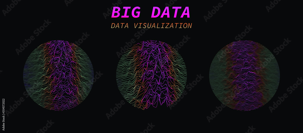 Wall mural big data visualization. generative parametric art, set of graphs and charts. mathematical and statis