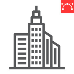 City buildings line icon, business and city, buildings sign vector graphics, editable stroke linear icon, eps 10.