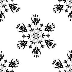 set of floral design elements isolated on white background is in Seamless pattern