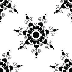 abstract background with circles, flowers and spirals is in Seamless pattern
