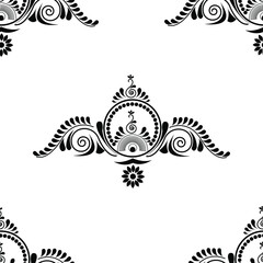 abstract Alpona design concept of ornaments isolated on white background is in Seamless pattern