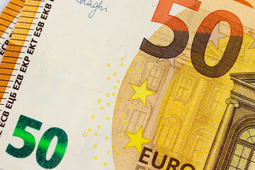 Close up of the 50 Euro bill