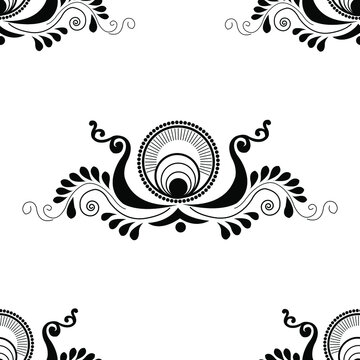 Peacock Design Concept Of Alpona Design Is In Seamless Pattern