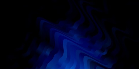 Dark BLUE vector background with bent lines. Colorful abstract illustration with gradient curves. Pattern for business booklets, leaflets