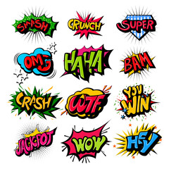 Fototapeta na wymiar vector illustration of retro pop art comic style chat or speech bubble sound effect and expression