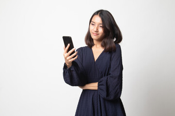 Young Asian woman with mobile phone.