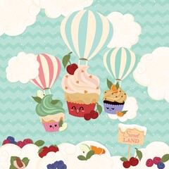 Cupcakes with hot air balloons