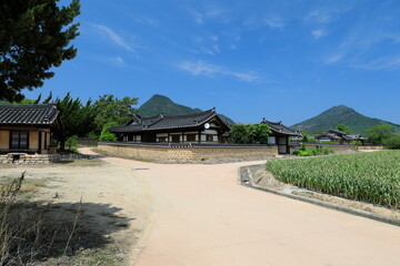 한국의 전통 건축물이 보이는 풍경