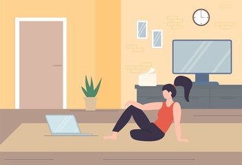 Fototapeta premium Freelance character working at home, work from home, self employed, home office, work at home, freedom conceptual illustration.