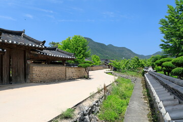 Fototapeta na wymiar 한국의 전통 건축물이 보이는 풍경