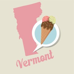 Vermont map with ice cream icon