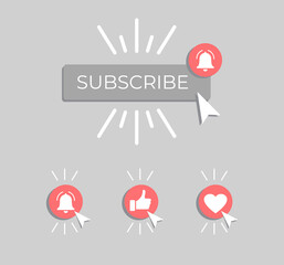 Social media background subscribe. Template subscribe button with bell and cursor. Social media. Vector illustration.