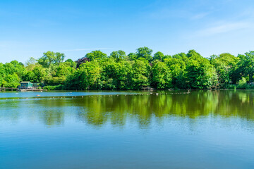 Fototapeta premium A bathing pond in Hampstead Heath park in north-west London. UK