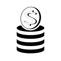 Coins stack and dollar