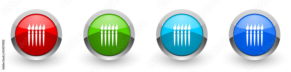 Fototapete arts silver metallic glossy icons, paint concept set of modern design buttons for web, internet and 