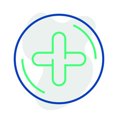 Vector icon add document in trendy minimalistic line style. Thin linear addition sign for UI button, mobile app. Contour cross icon or medical cross symbol.Outline emblem of plus of positive sign.