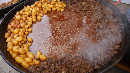 Street food festival with delicious traditional culinary tasty