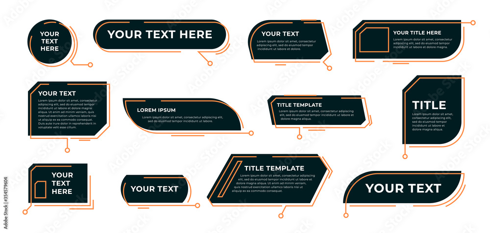 Fototapete digital callout titles set. futuristic textboxes templates, frame boxes with text sample. flat vecto