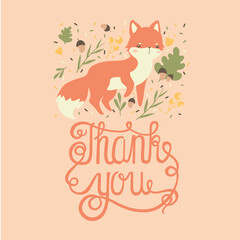 Cute fox for kids designs and nursery room decor. Cute poster or card design. Vector fox illustration